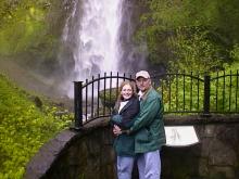 Heather and I on the upper walkway at Multnomah Falls